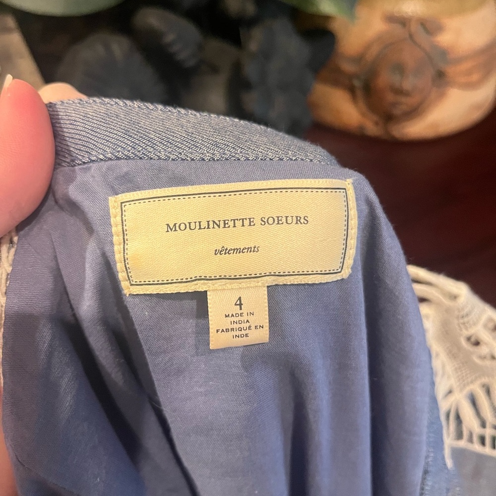 Anthropologie Moulinette Soeurs Blue and White Embroidered Waters Midi Dress Sz4 - Picture 7 of 10